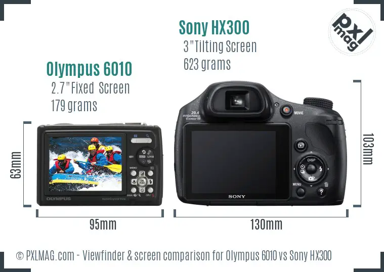 Olympus 6010 vs Sony HX300 Screen and Viewfinder comparison