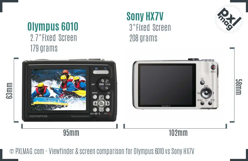 Olympus 6010 vs Sony HX7V Screen and Viewfinder comparison