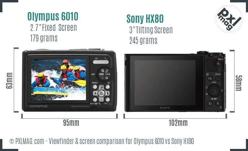 Olympus 6010 vs Sony HX80 Screen and Viewfinder comparison
