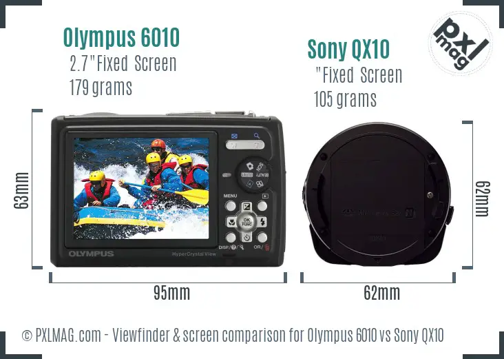 Olympus 6010 vs Sony QX10 Screen and Viewfinder comparison