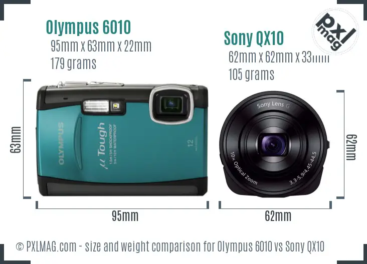 Olympus 6010 vs Sony QX10 size comparison
