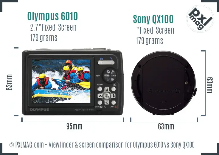 Olympus 6010 vs Sony QX100 Screen and Viewfinder comparison