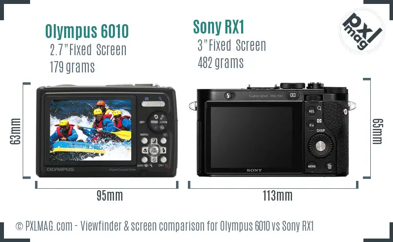 Olympus 6010 vs Sony RX1 Screen and Viewfinder comparison