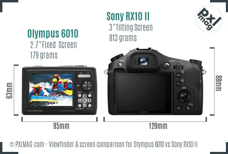 Olympus 6010 vs Sony RX10 II Screen and Viewfinder comparison