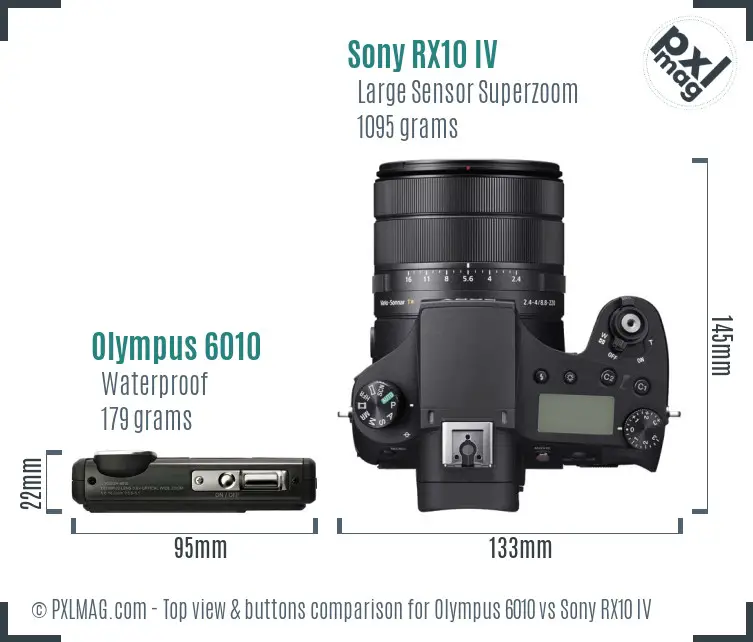 Olympus 6010 vs Sony RX10 IV top view buttons comparison