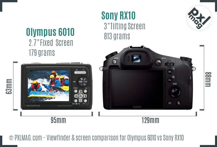 Olympus 6010 vs Sony RX10 Screen and Viewfinder comparison