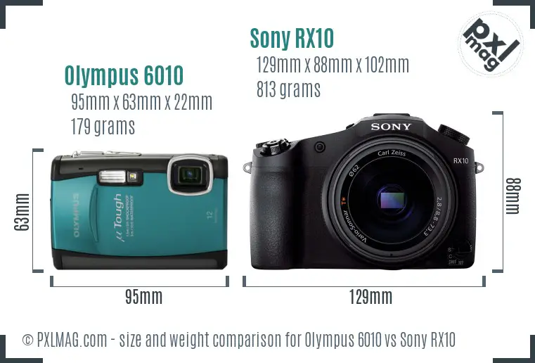 Olympus 6010 vs Sony RX10 size comparison