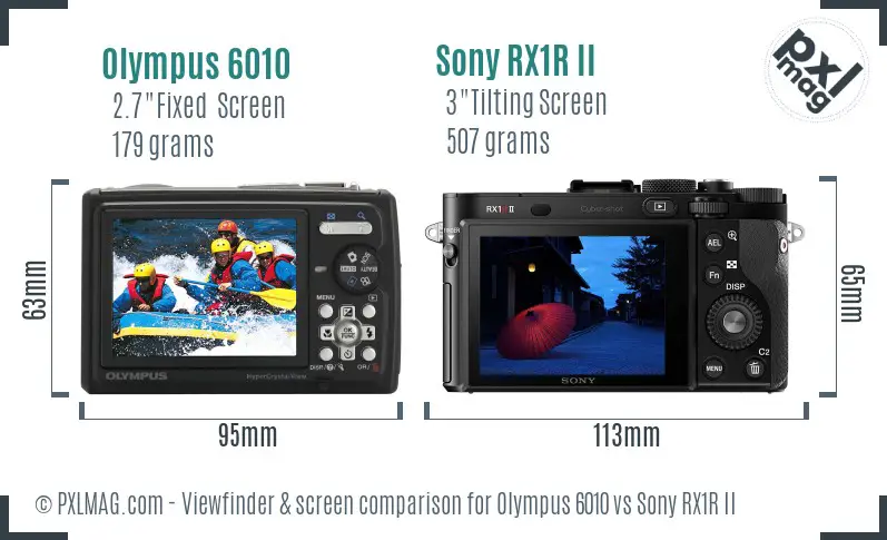 Olympus 6010 vs Sony RX1R II Screen and Viewfinder comparison