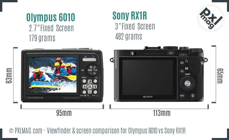 Olympus 6010 vs Sony RX1R Screen and Viewfinder comparison