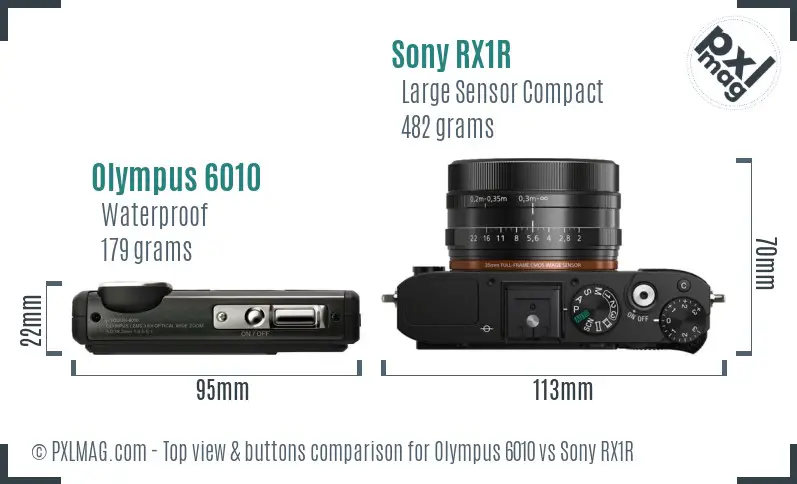 Olympus 6010 vs Sony RX1R top view buttons comparison