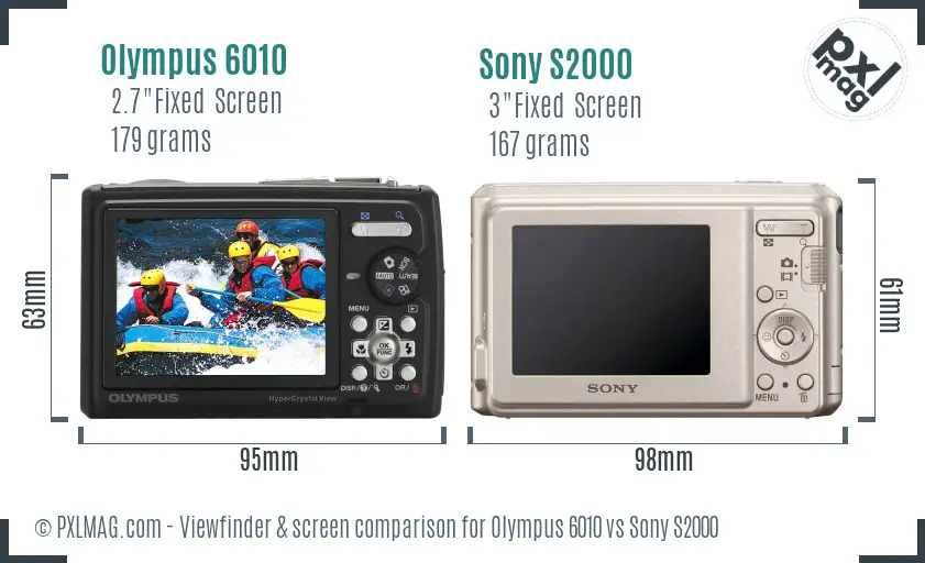 Olympus 6010 vs Sony S2000 Screen and Viewfinder comparison