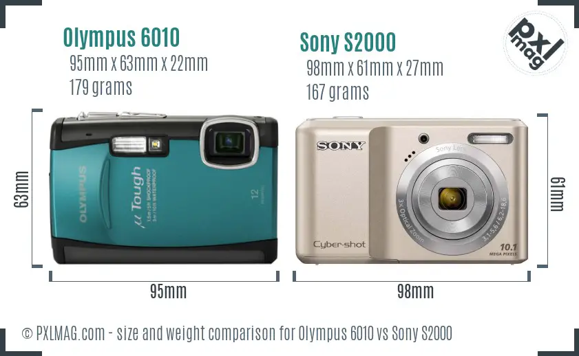 Olympus 6010 vs Sony S2000 size comparison