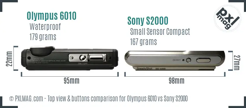 Olympus 6010 vs Sony S2000 top view buttons comparison
