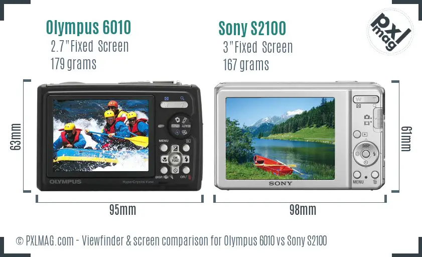 Olympus 6010 vs Sony S2100 Screen and Viewfinder comparison