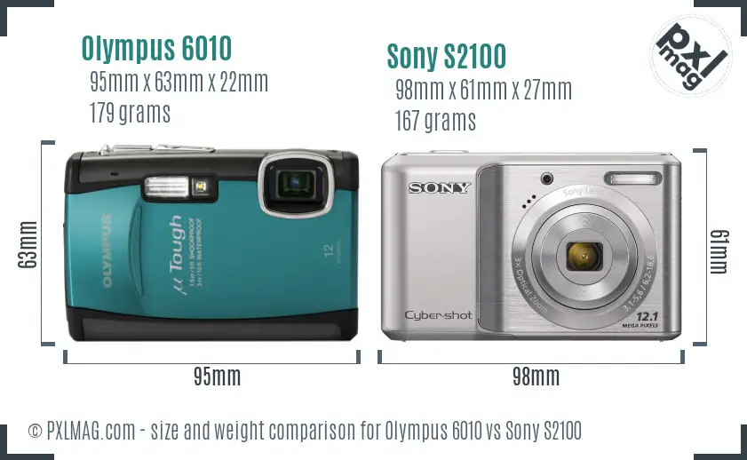 Olympus 6010 vs Sony S2100 size comparison