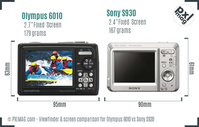 Olympus 6010 vs Sony S930 Screen and Viewfinder comparison