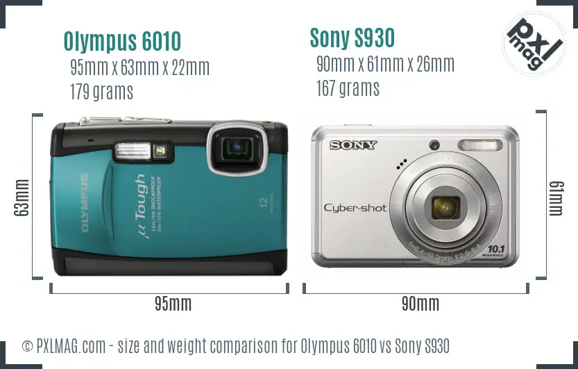 Olympus 6010 vs Sony S930 size comparison