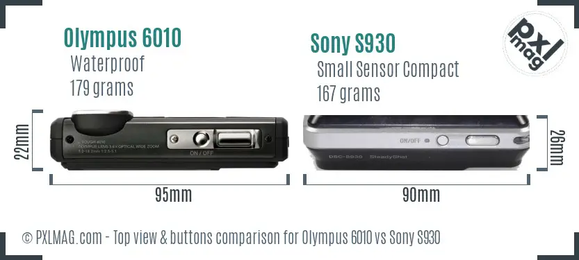 Olympus 6010 vs Sony S930 top view buttons comparison