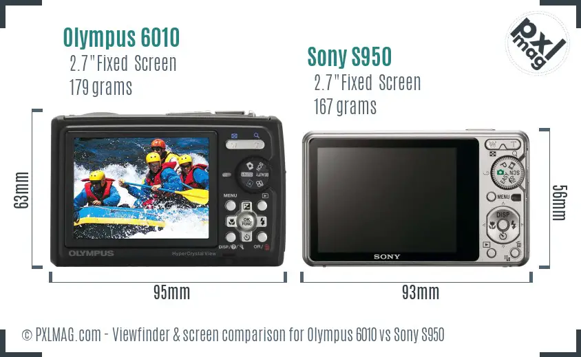 Olympus 6010 vs Sony S950 Screen and Viewfinder comparison