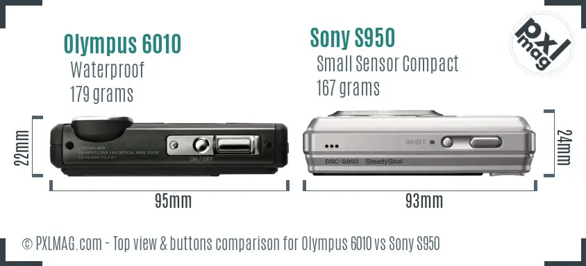 Olympus 6010 vs Sony S950 top view buttons comparison