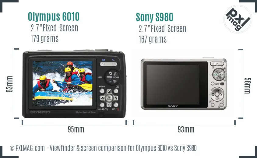 Olympus 6010 vs Sony S980 Screen and Viewfinder comparison
