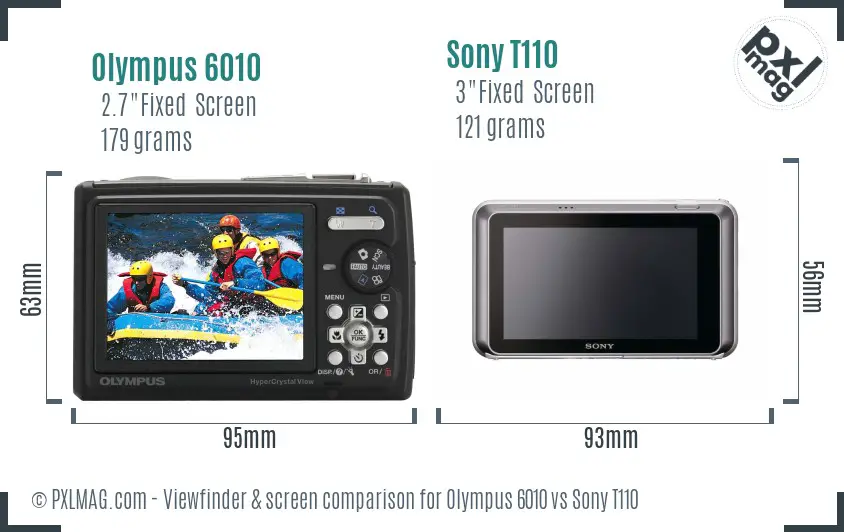 Olympus 6010 vs Sony T110 Screen and Viewfinder comparison