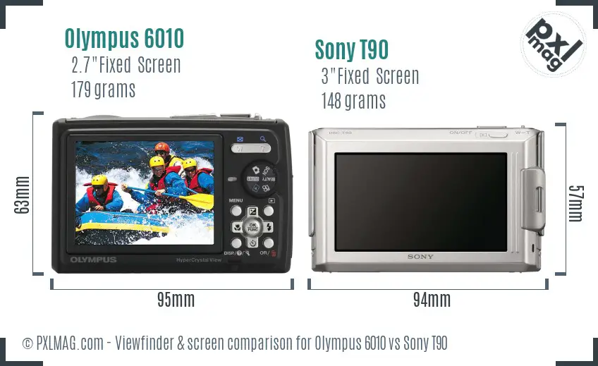 Olympus 6010 vs Sony T90 Screen and Viewfinder comparison