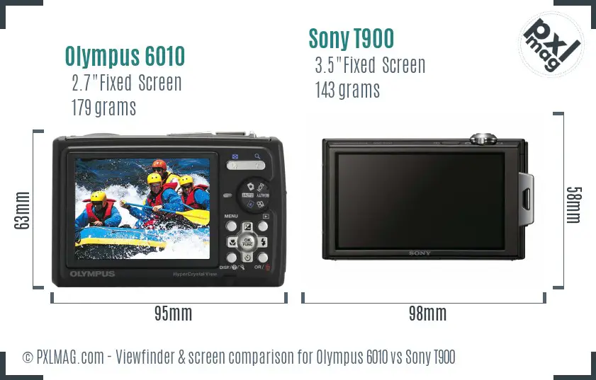 Olympus 6010 vs Sony T900 Screen and Viewfinder comparison