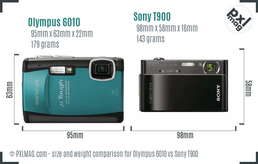 Olympus 6010 vs Sony T900 size comparison