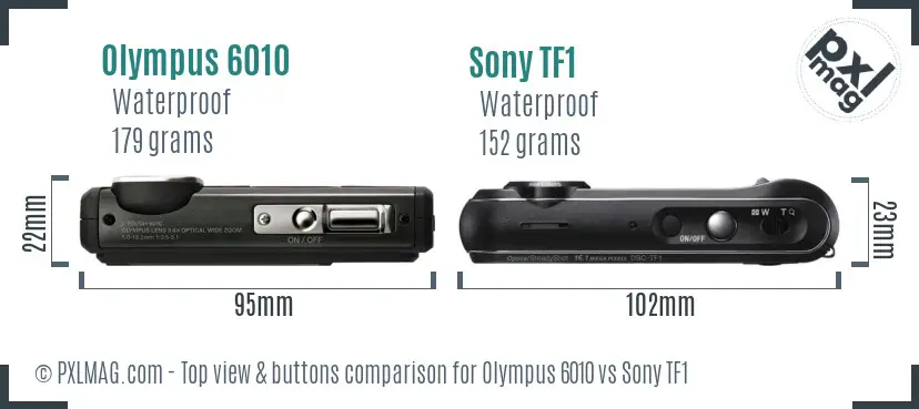 Olympus 6010 vs Sony TF1 top view buttons comparison