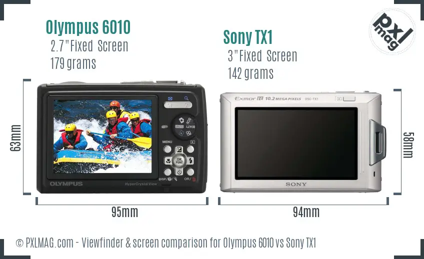 Olympus 6010 vs Sony TX1 Screen and Viewfinder comparison