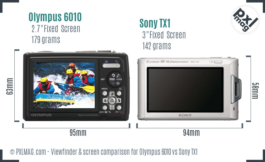 Olympus 6010 vs Sony TX1 Screen and Viewfinder comparison