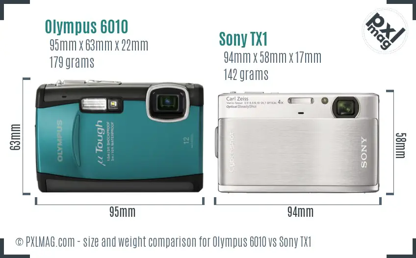 Olympus 6010 vs Sony TX1 size comparison