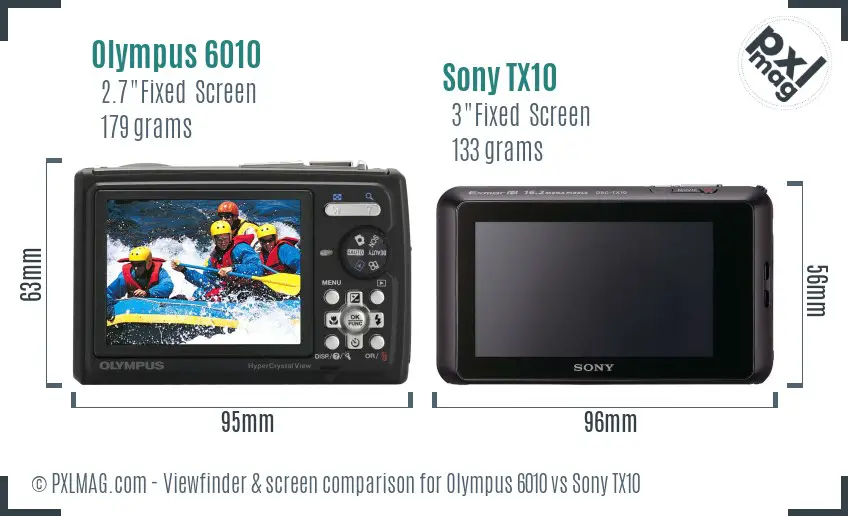 Olympus 6010 vs Sony TX10 Screen and Viewfinder comparison