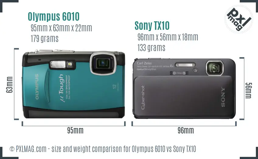 Olympus 6010 vs Sony TX10 size comparison