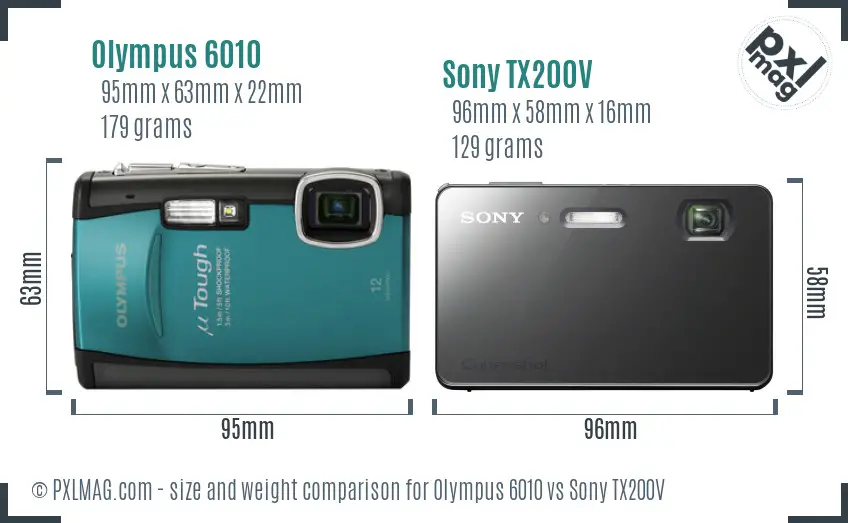 Olympus 6010 vs Sony TX200V size comparison