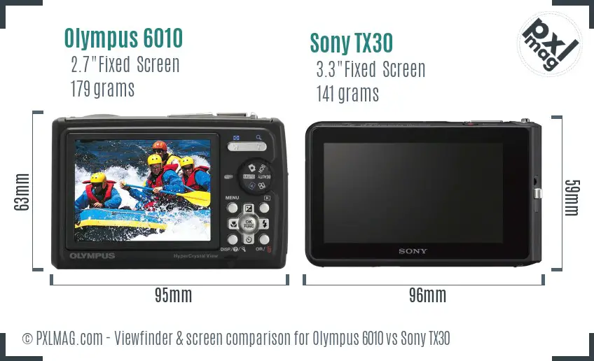Olympus 6010 vs Sony TX30 Screen and Viewfinder comparison Olympus 6010 vs Sony TX30 Screen and Viewfinder comparison