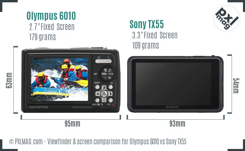 Olympus 6010 vs Sony TX55 Screen and Viewfinder comparison