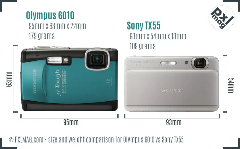 Olympus 6010 vs Sony TX55 size comparison