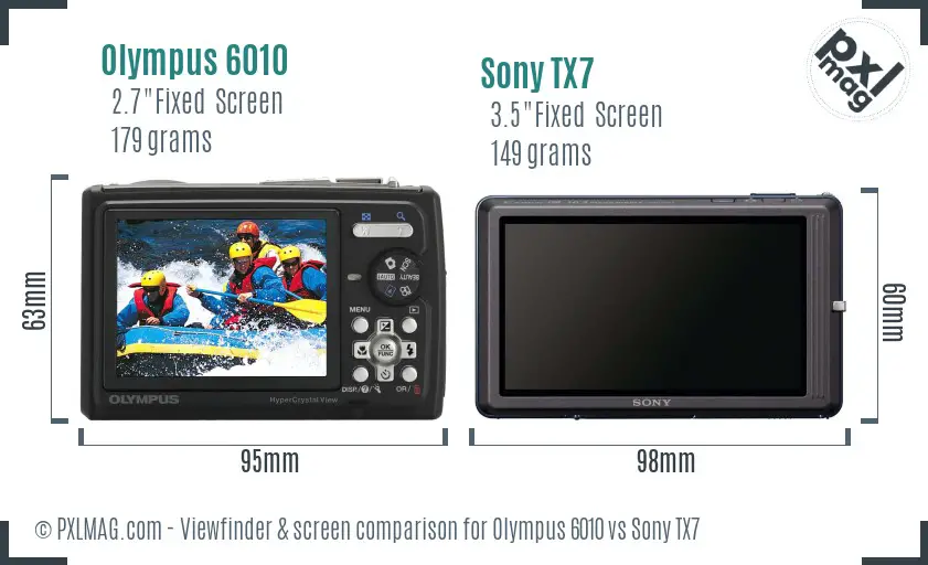 Olympus 6010 vs Sony TX7 Screen and Viewfinder comparison