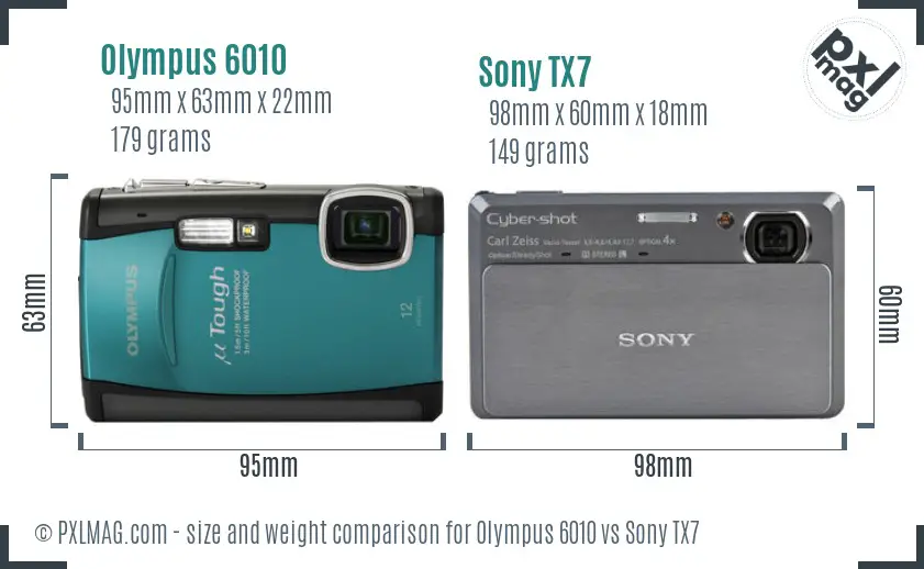 Olympus 6010 vs Sony TX7 size comparison