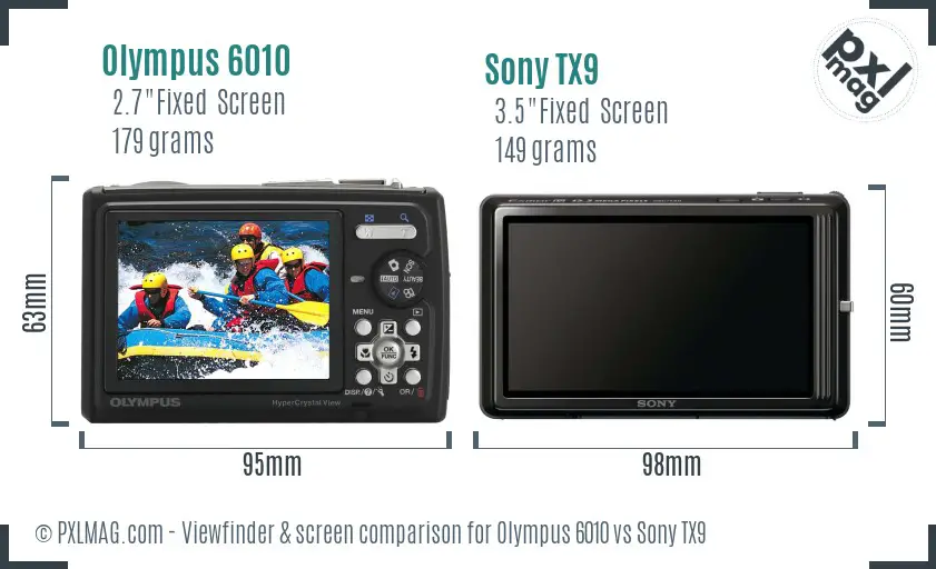 Olympus 6010 vs Sony TX9 Screen and Viewfinder comparison