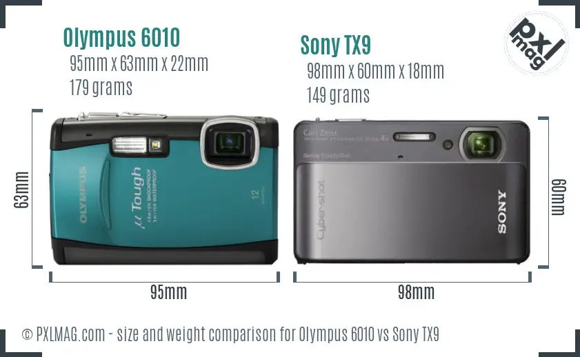 Olympus 6010 vs Sony TX9 size comparison