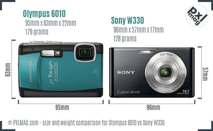 Olympus 6010 vs Sony W330 size comparison