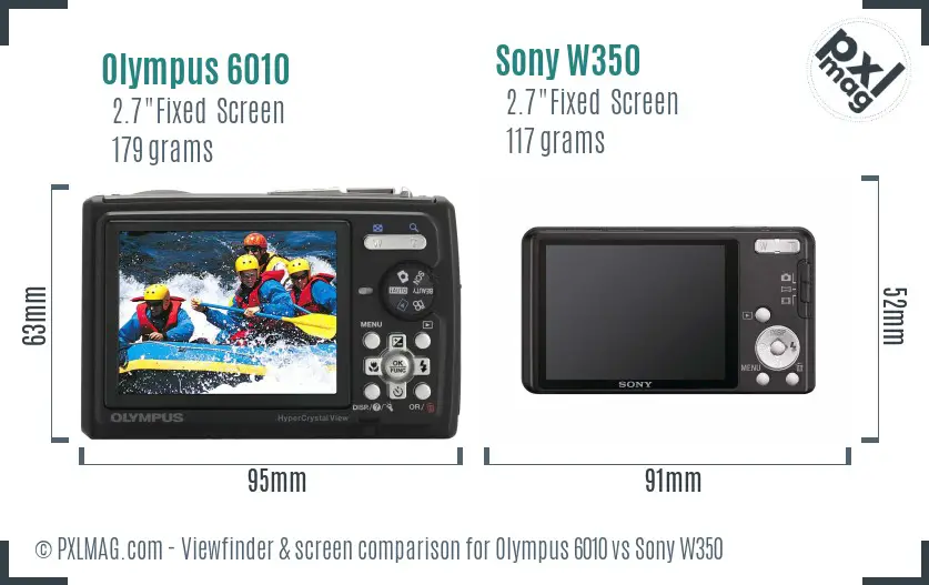 Olympus 6010 vs Sony W350 Screen and Viewfinder comparison