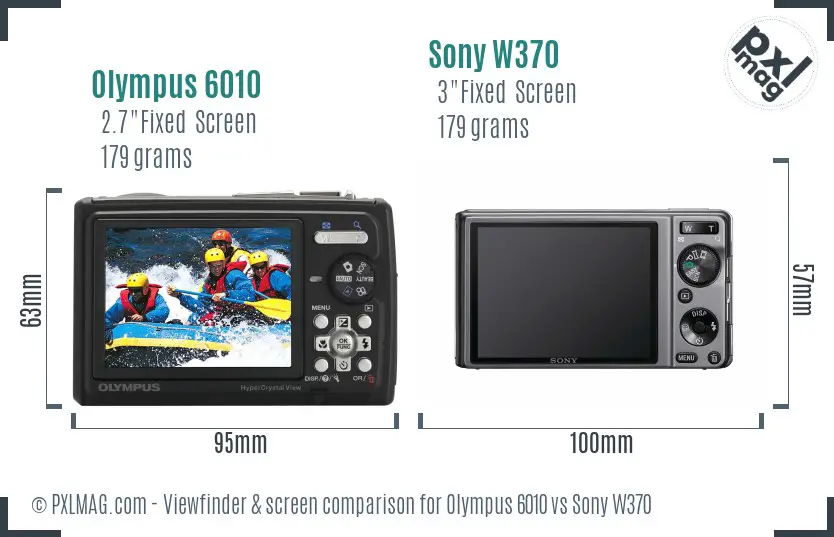 Olympus 6010 vs Sony W370 Screen and Viewfinder comparison