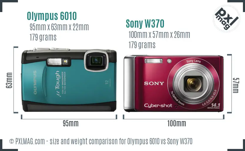 Olympus 6010 vs Sony W370 size comparison