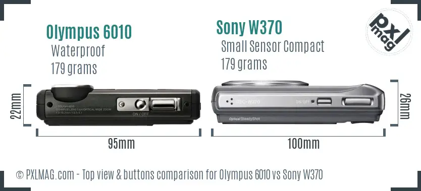 Olympus 6010 vs Sony W370 top view buttons comparison
