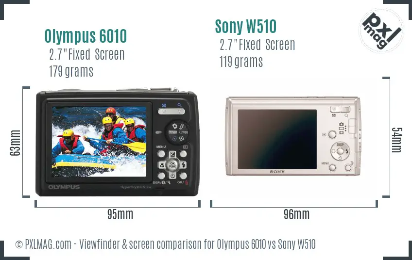 Olympus 6010 vs Sony W510 Screen and Viewfinder comparison