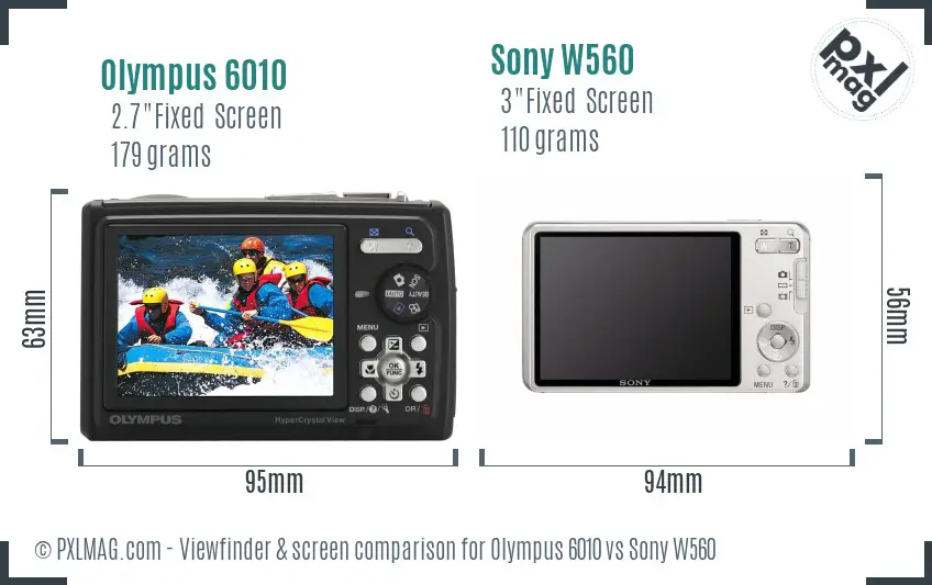 Olympus 6010 vs Sony W560 Screen and Viewfinder comparison